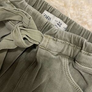 Zara Sage Green Trousers with Waist Tie